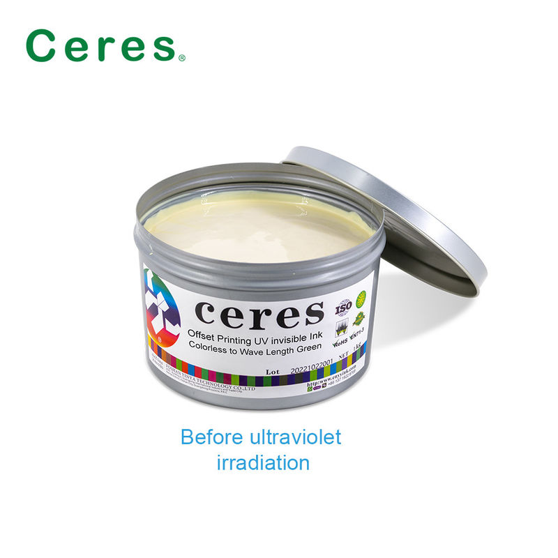 Ceres UV Tinta Invisible Tidak Berwarna hingga Hijau Normal kering