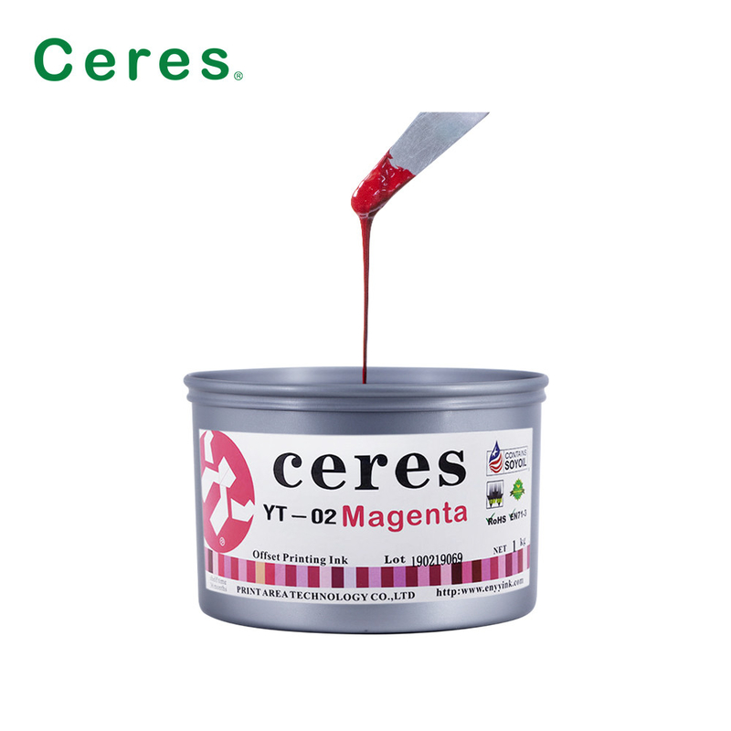 Warna terang Offset Printing Ink Paper High Gloss Cmyk Inks Magenta