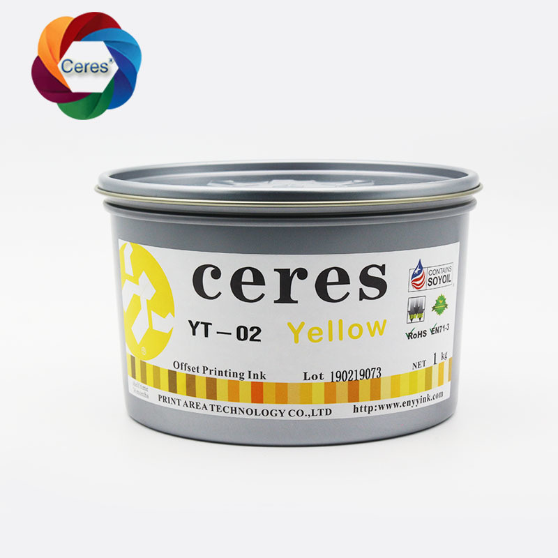 CERES Tinta Cetak Offset UV Konsentrasi Tinggi Tidak Toksik untuk Kertas CMYK Warna 1kg/kaleng