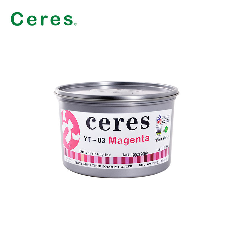 Tinta Cetak Offset Berbasis Pelarut YT-03 CMYK Sesuai EN71-3 Ramah Lingkungan untuk Pencetakan Berkualitas Tinggi