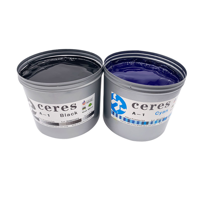 Tinta Cetak Offset Kedelai Kepadatan Warna Tinggi Kilap Tinggi dengan Garansi 24 Bulan untuk Kertas Apapun