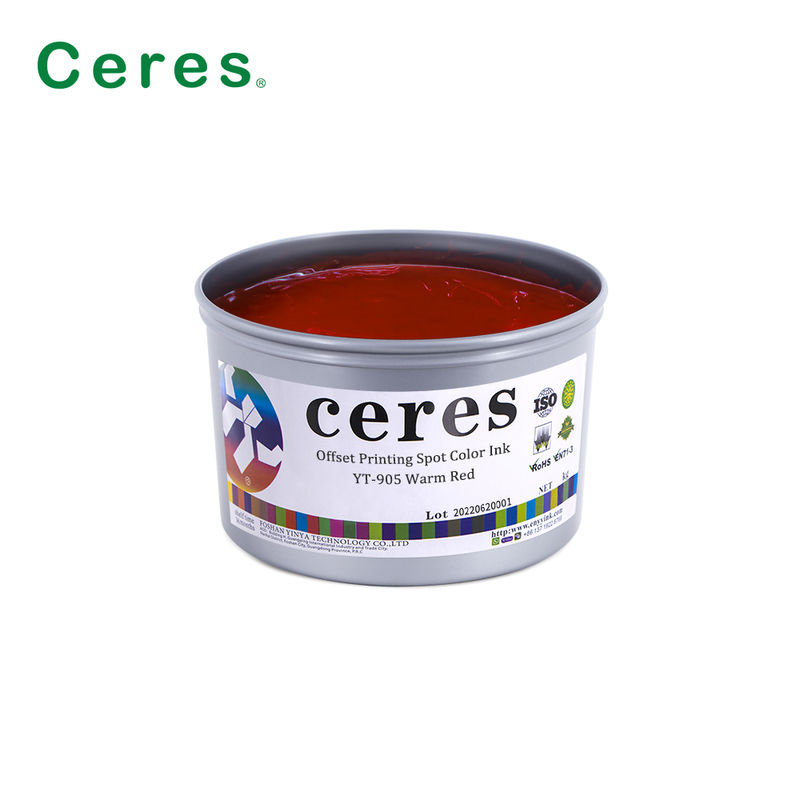 Cepat Kering YT-905 Pantone Merah Panas Spot Warna Offset Printing Ink dengan Opacity Tinggi