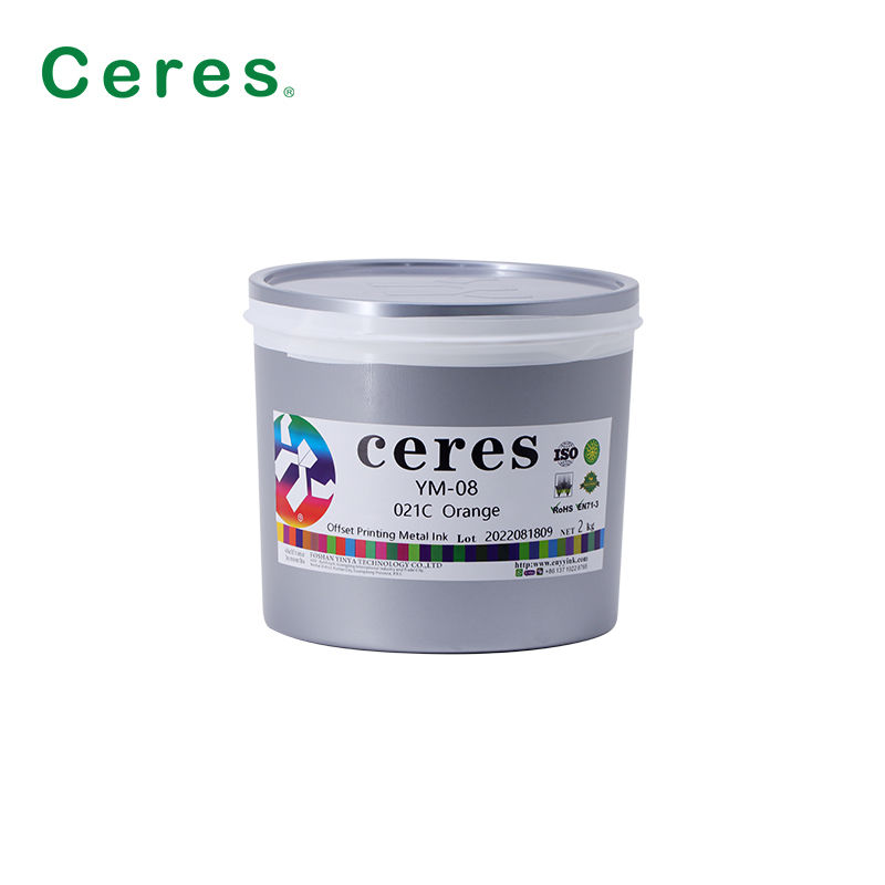 UV Curing Orange Offset Printing Ink untuk Kotak Kosmetik YM-08 021C Metal Printing Ink
